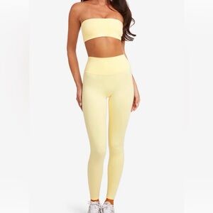 Crop Shop Boutique CSB Serenity Lemon Yellow Leggings and Bandeau Top